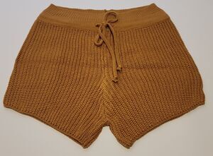 DAY & NIGHT Women's Cozy Cable Knit Sweater Shorts Brown Drawstring Lounge‎ S